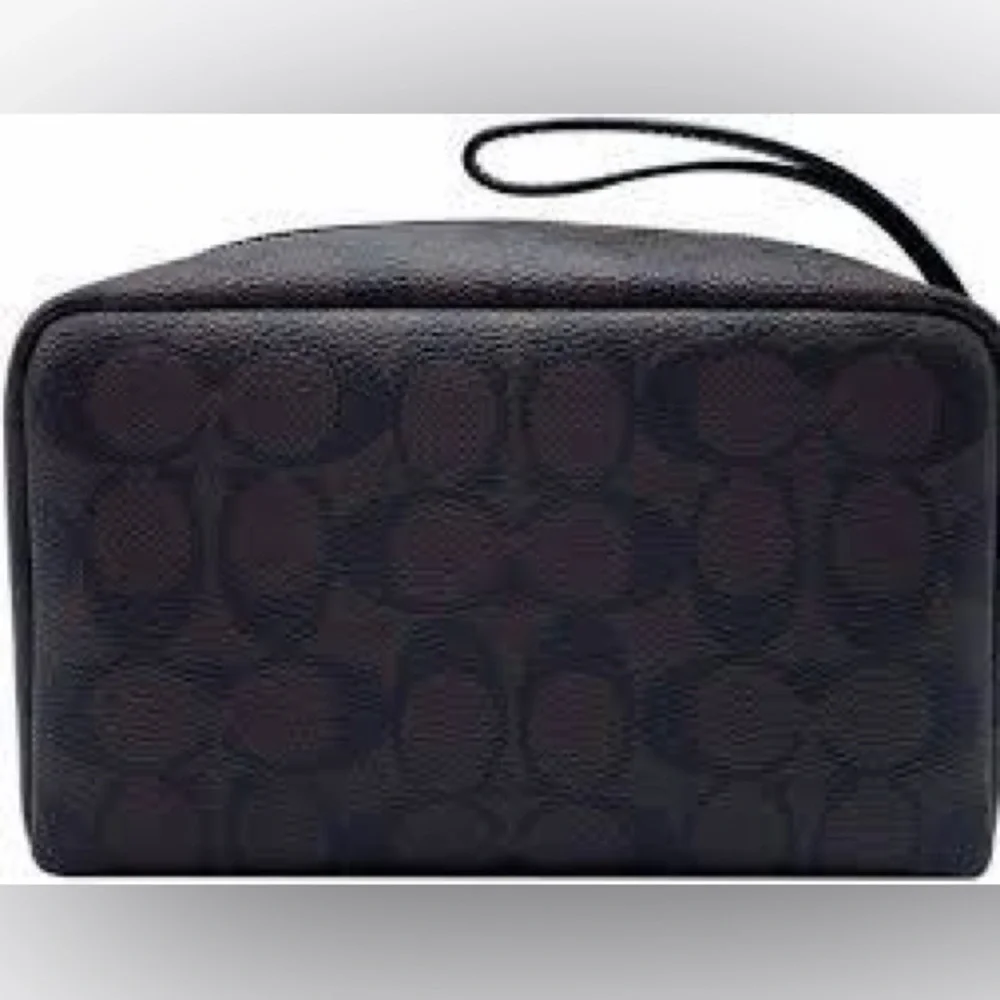 COACH Signature Boxy Cosmetic Case 20 Brown/Black - Picture 3 of 9